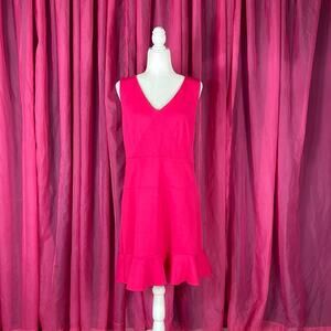 Jennifer Lopez pink sheath and ruffle cocktail party dress, size 14